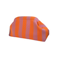 Pink and sherbet mini stripe knit woven clutch with vintage frame closure