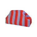 Red and lilac mini stripe knit woven clutch with vintage frame closure