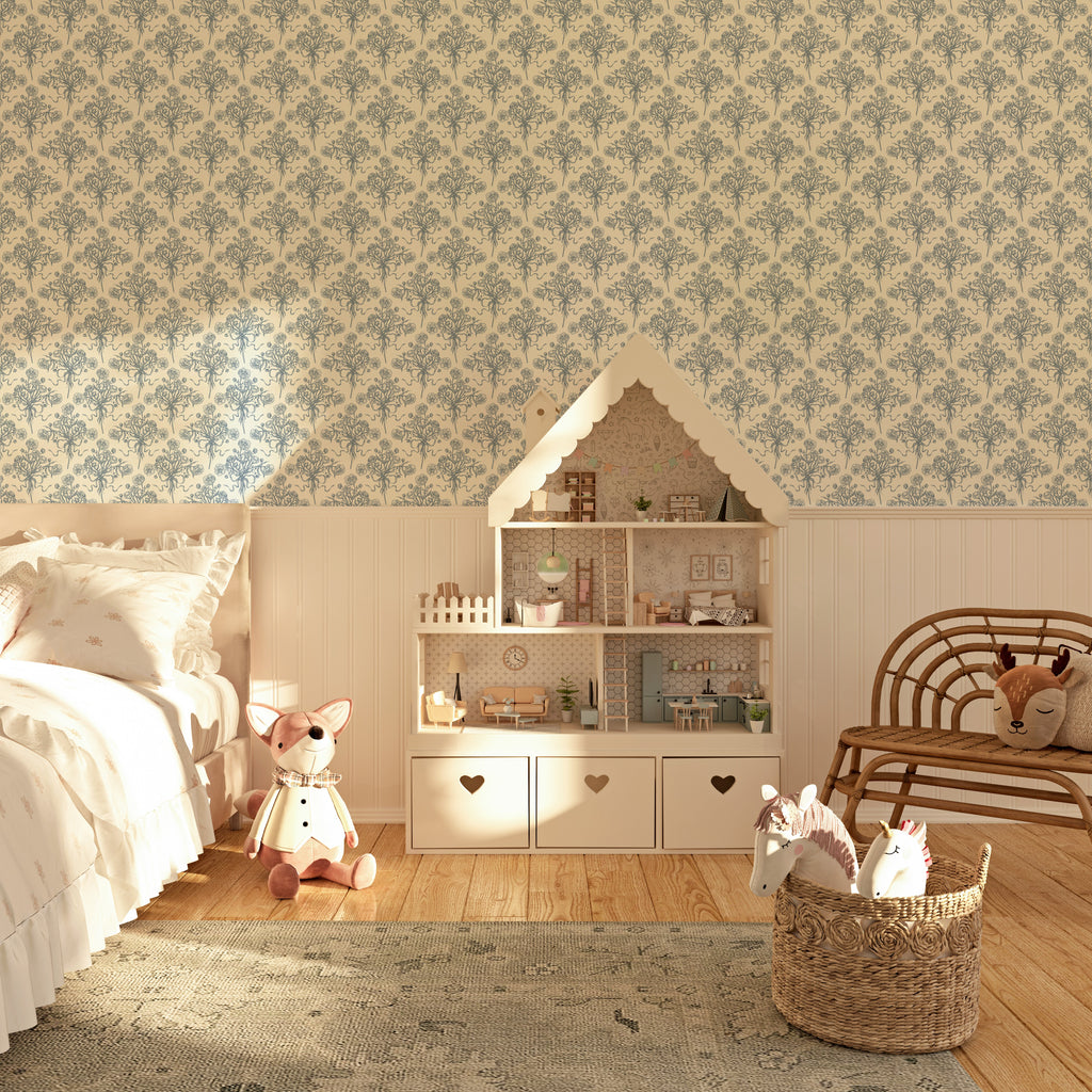 Adeline Floral Wallpaper - Dusty-Rose & Off-White Cottagecore