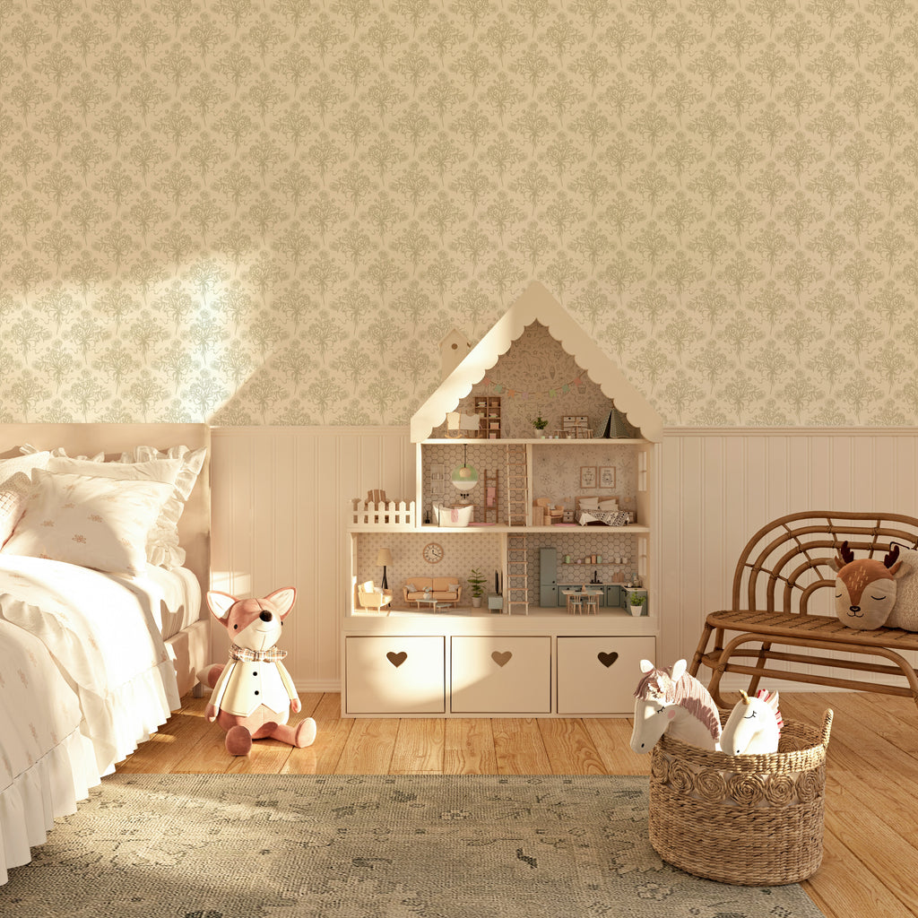 Adeline Floral Wallpaper - Dusty-Rose & Off-White Cottagecore