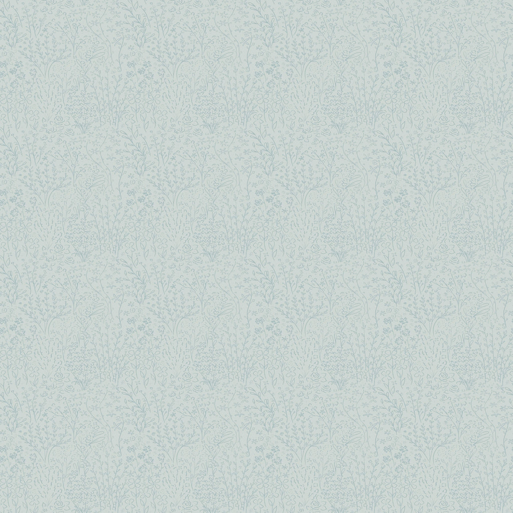 Pink and Light Blue Floral Bohemian Cottagecore Wallpaper