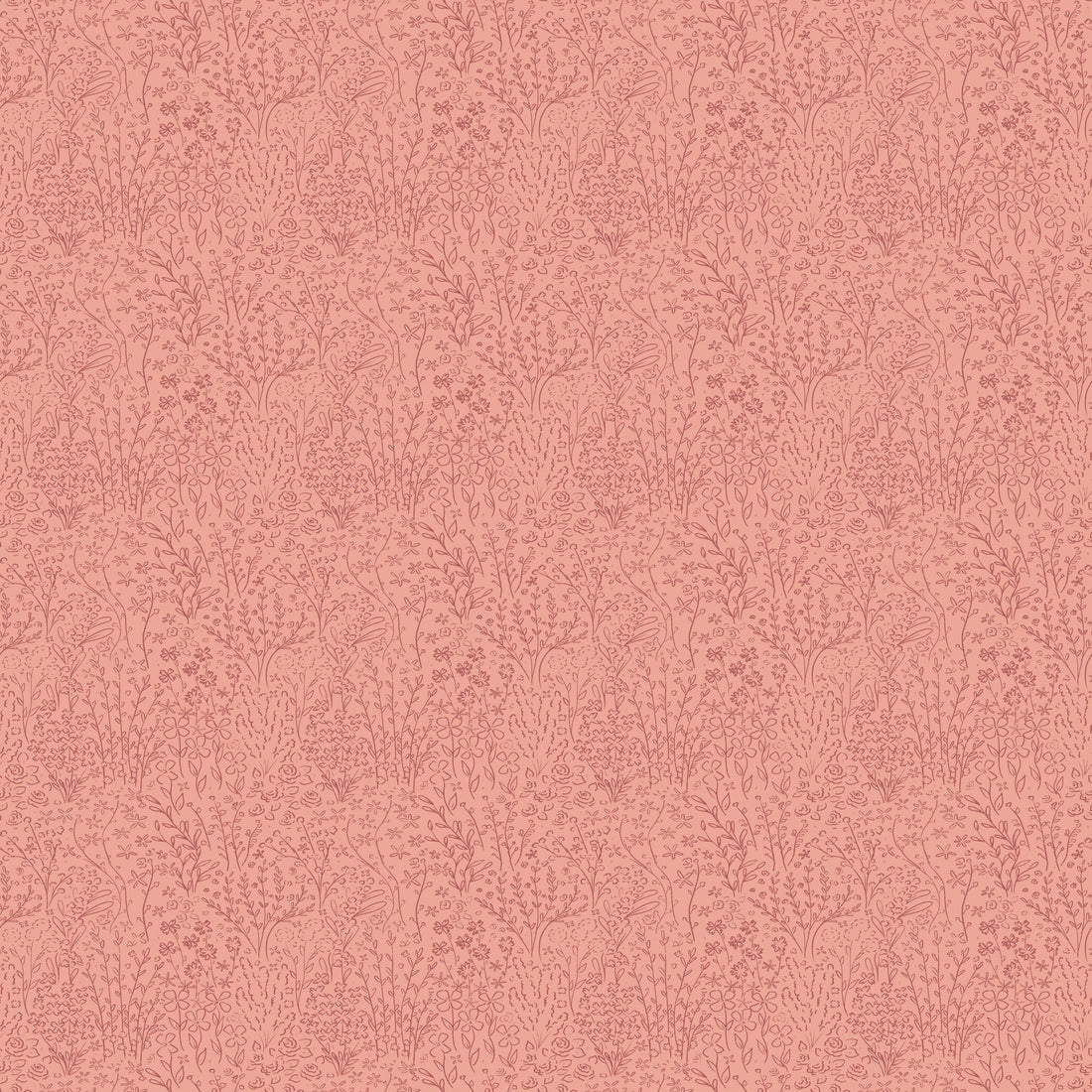 Pink and Light Blue Floral Bohemian Cottagecore Wallpaper
