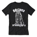 A graphic t-shirt featuring a tribute design to Adriana La Cerva, styled with a casual, early 2000s Jersey-inspired aesthetic.