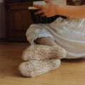 Serene Socks- Adult Organic Cotton Non-Slip Socks-  4 Seasons- Beige- 2 Pairs
