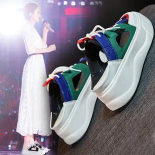 Platform Wedge Sandals with Lace-Up Design