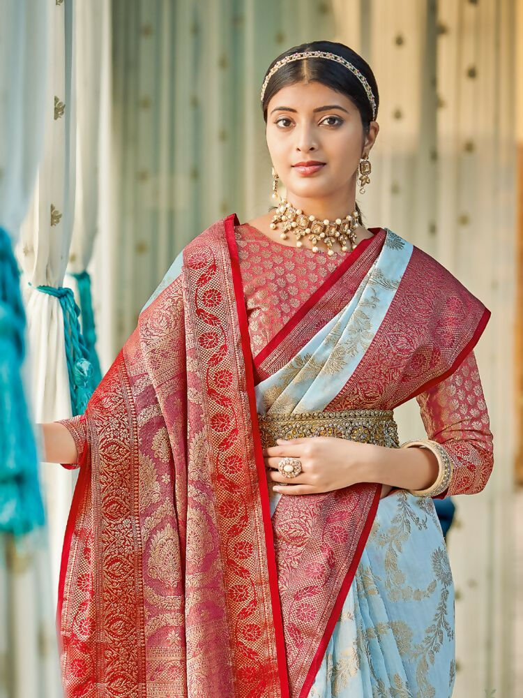 Shree Shyam Fashion Linen Cotton Sky Blue Saree