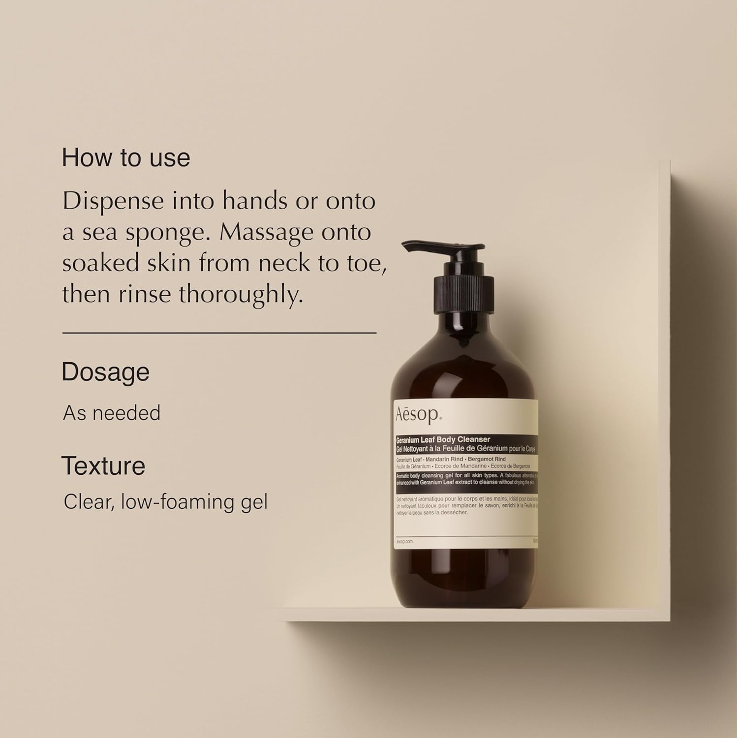 Geranium Leaf Body Cleanser 500mL Refreshing Botanical Gel Wash