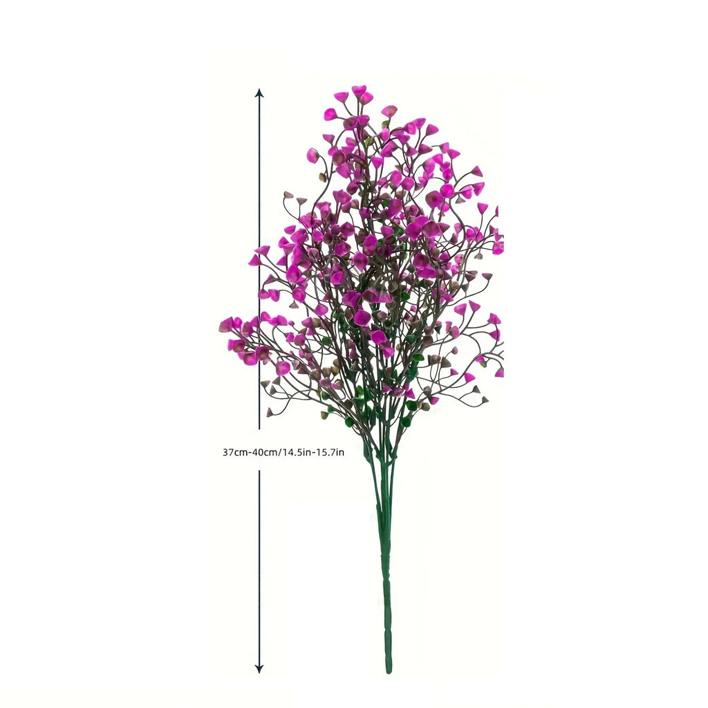 12 Bunches Outdoor Artificial Flowers UV Resistant Plastic Shrubs Decorative Plants for Garden Edging Window Boxes Fake Greene