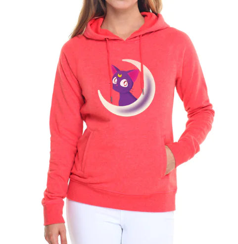 Women's Hooded Sweatshirt with Cute Cat Design