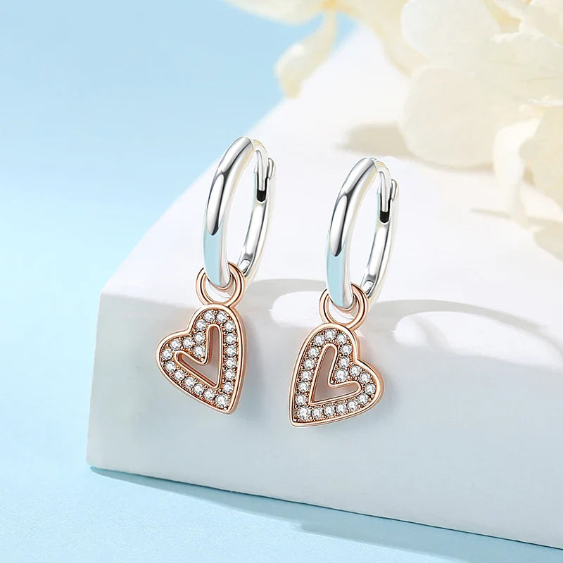 Original 925 Sterling Silver Earrings 2026 Stud Hoop Crystal Earings For Women Rose Gold Crown Heart Infinity Bee Earing Jewelry