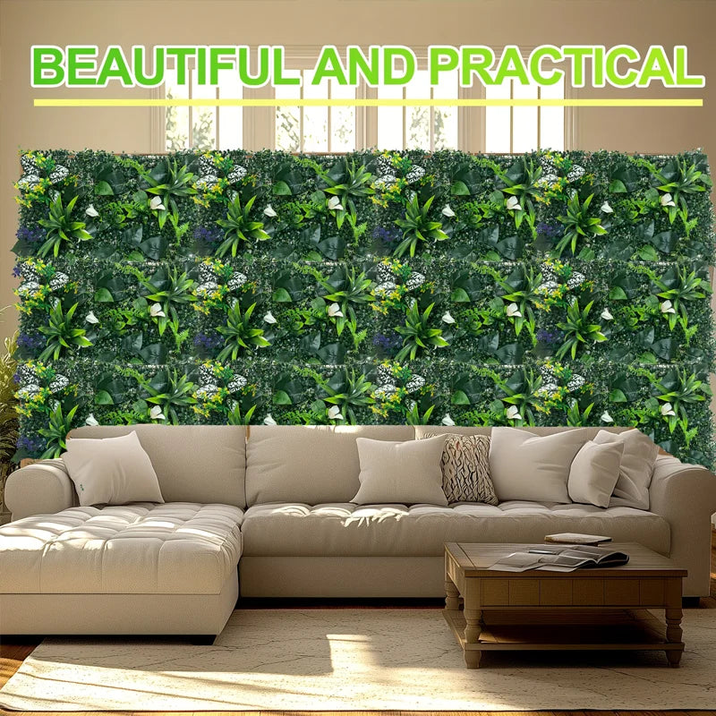 Green Plant Wall Panels Artificial Plant Wall Decoration Biological Plant Wall for Outdoor Garden Wedding Wall Fence Decoration