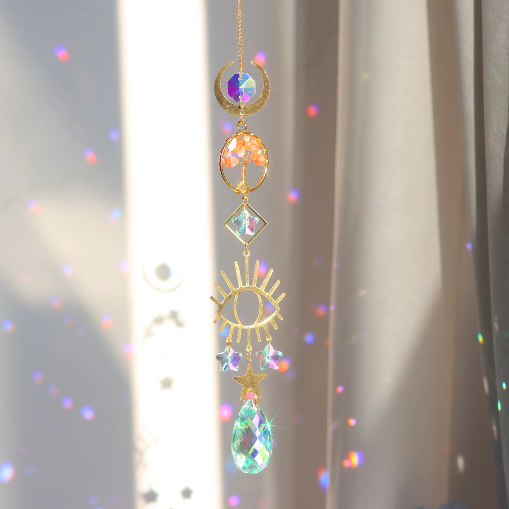 Tree of Life Crystal Pendant Sun Catcher Indoor and Outdoor Rainbow Home Garden Window Christmas Tree Wedding Decoration