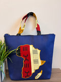 Denim African Map Tote Bag