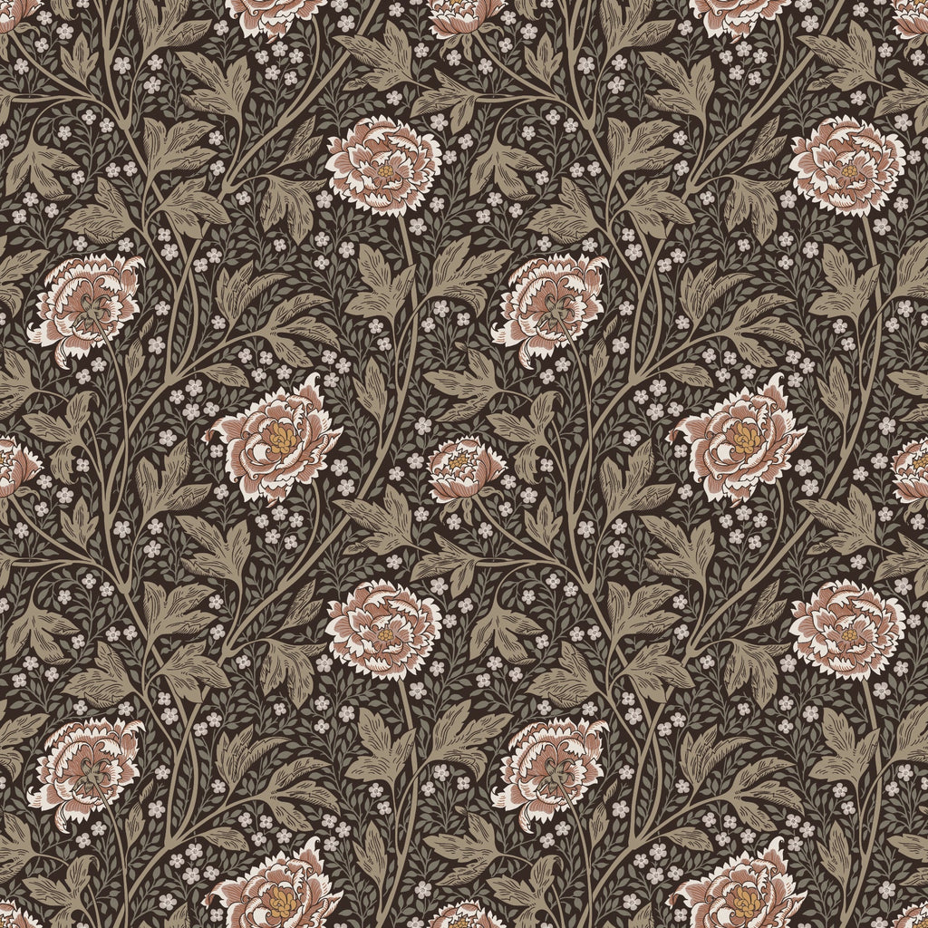 Agnes Floral Wallpaper in Beige and Brown Traditional Cottagecore