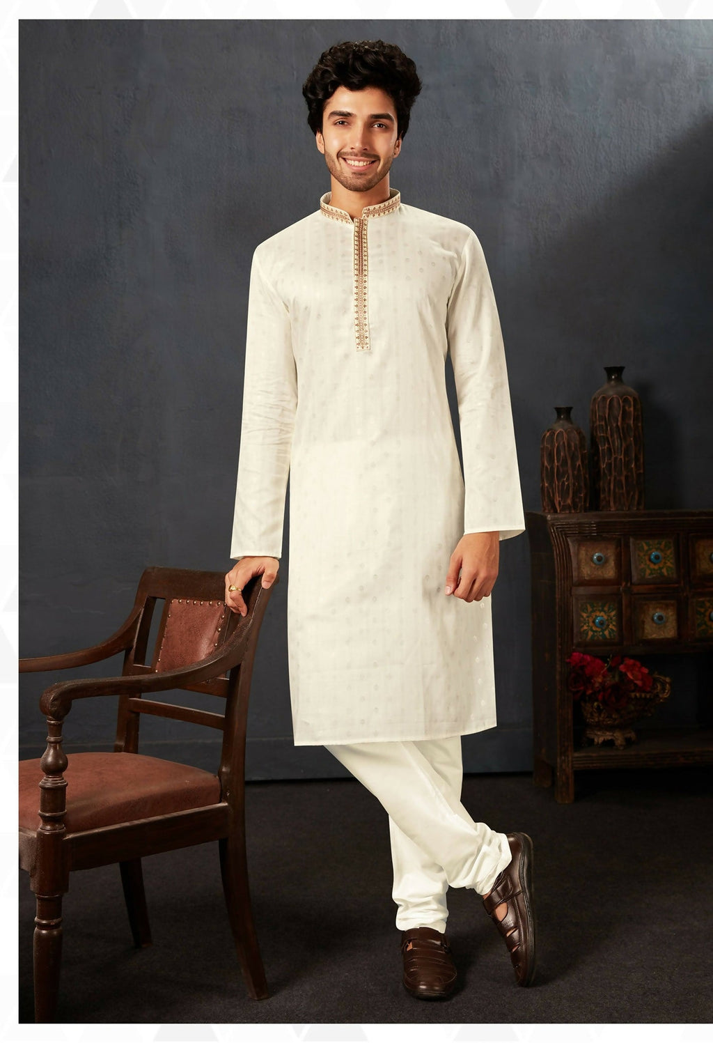 Joban Fashion White Cotton Kurta Pyjama