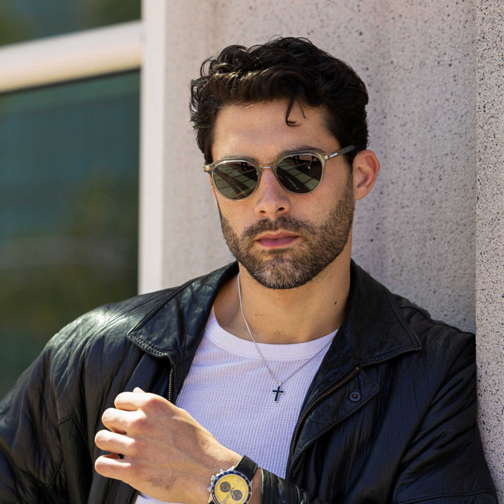 The Aiden Champagne Round Frame Polarized Sunglasses