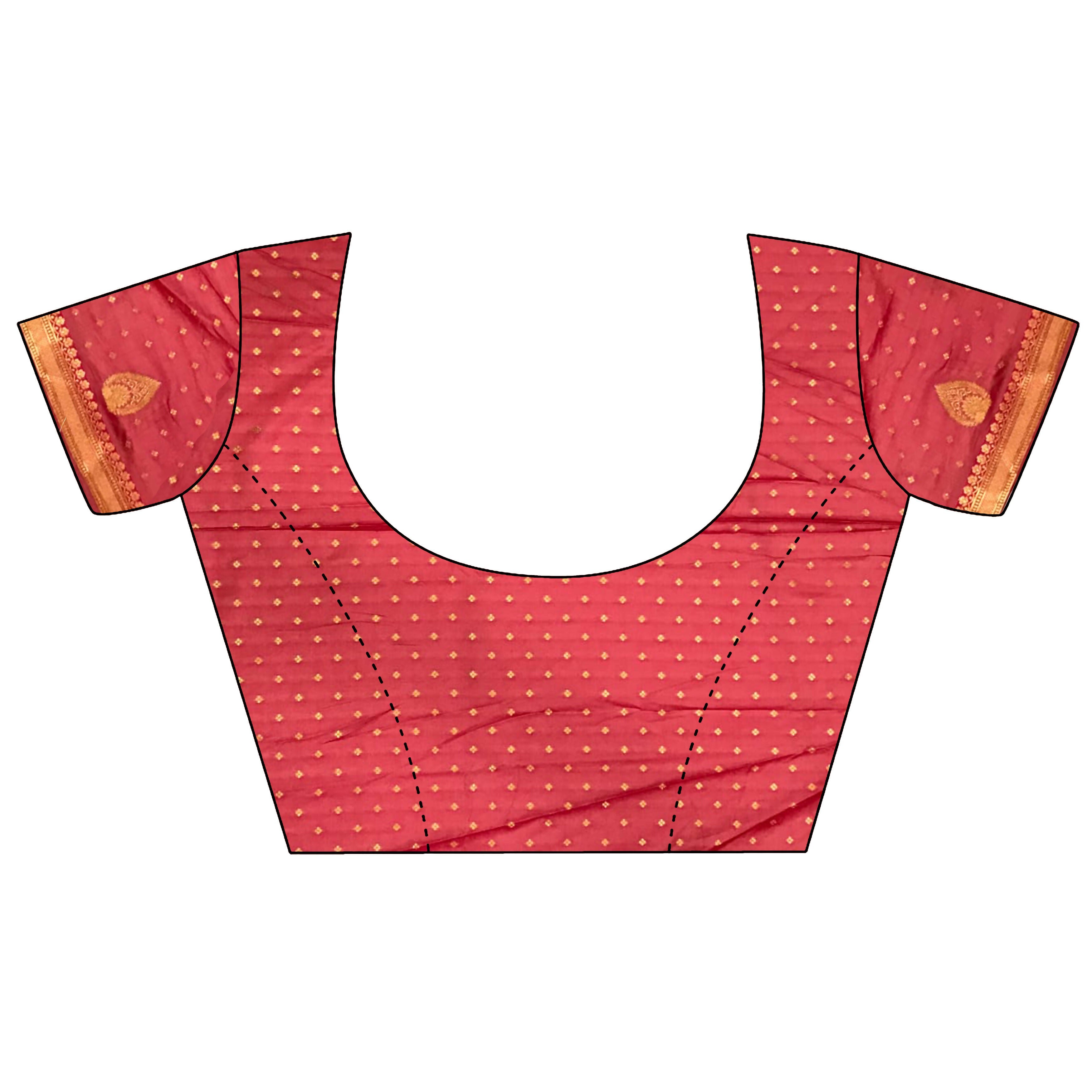 Off White Soft Silk Banarasi Saree with Gajari Butti Blouse