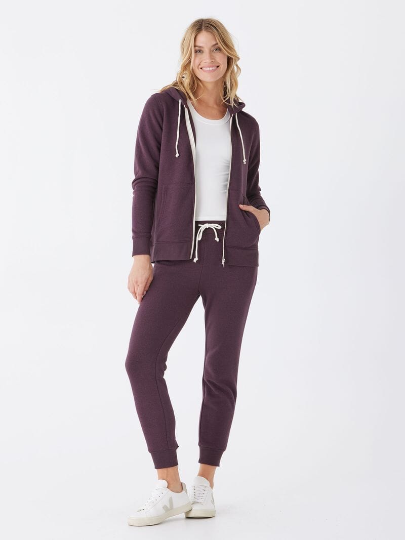 Women's Dark Purple Triblend Fleece Classic Zip-Up Hoodie
