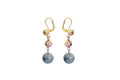 Pair of Joban Fashion brass earrings in golden white with American Diamond stones