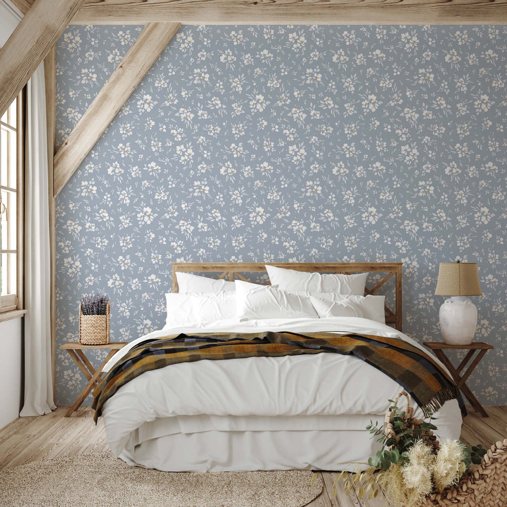 Alina Floral Removable Wallpaper in Dusty Rose and Sage Green