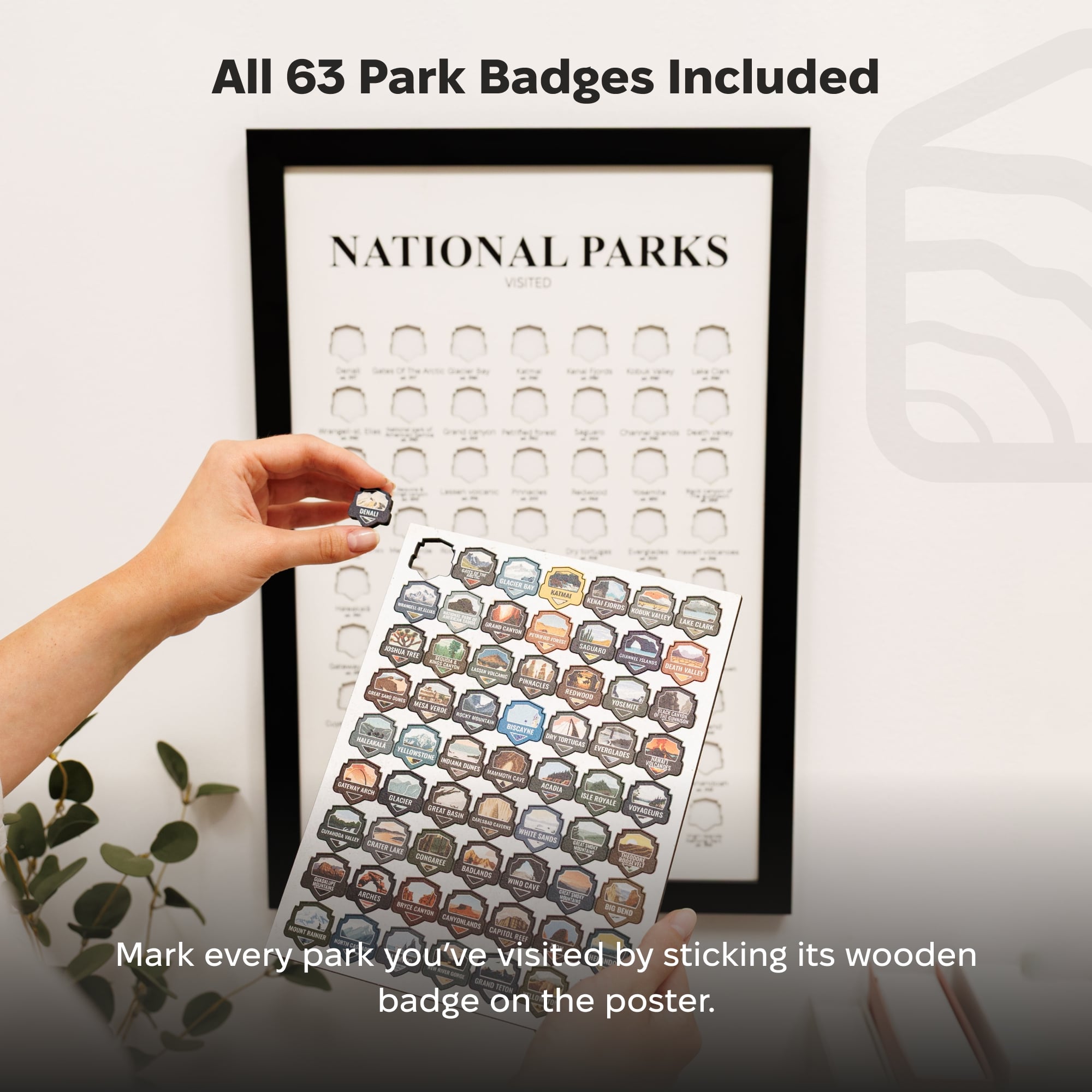 National Parks USA Travel Tracker Map - Minimalist Wood Wall Art