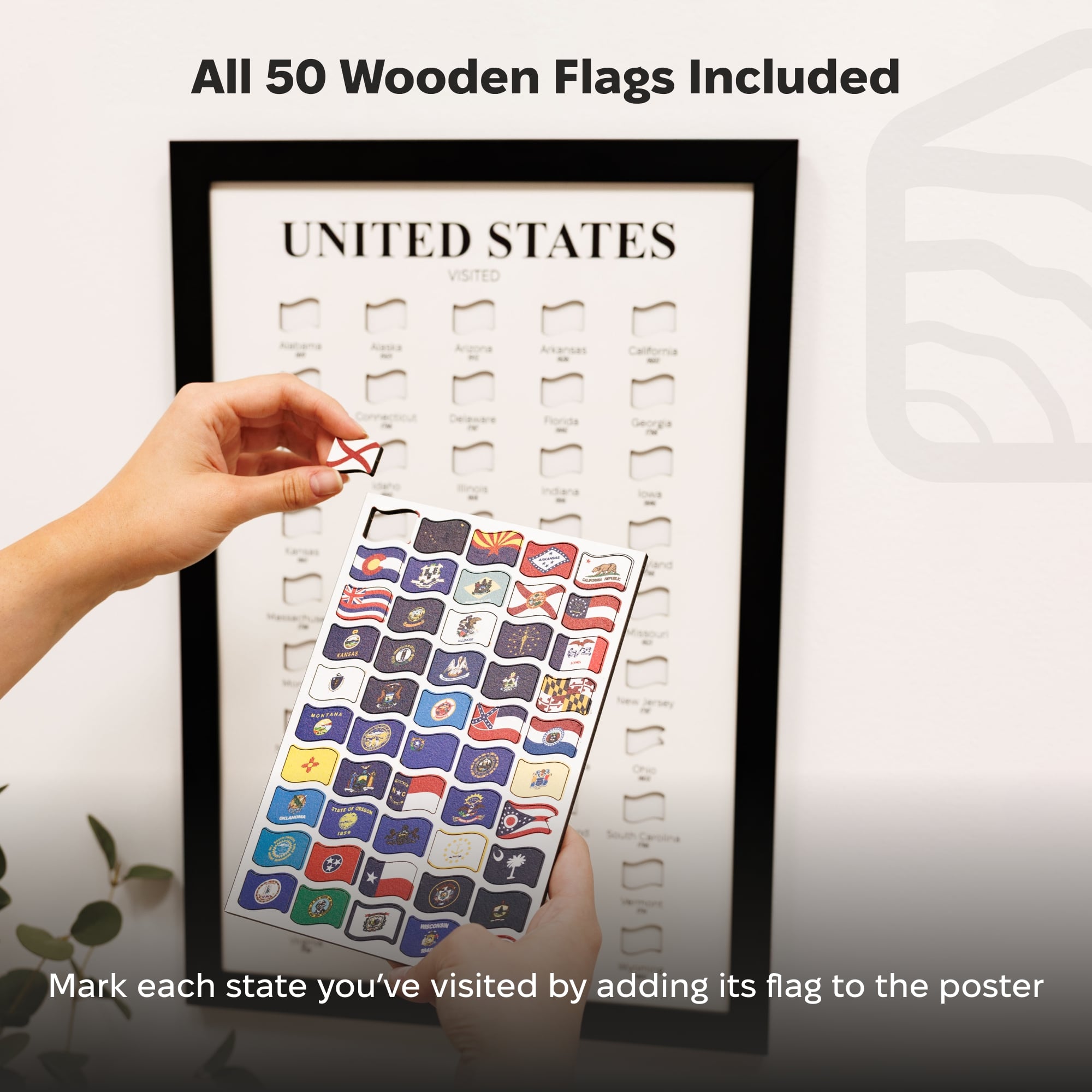 USA States Travel Tracker Map - Interactive Wall Art Decor