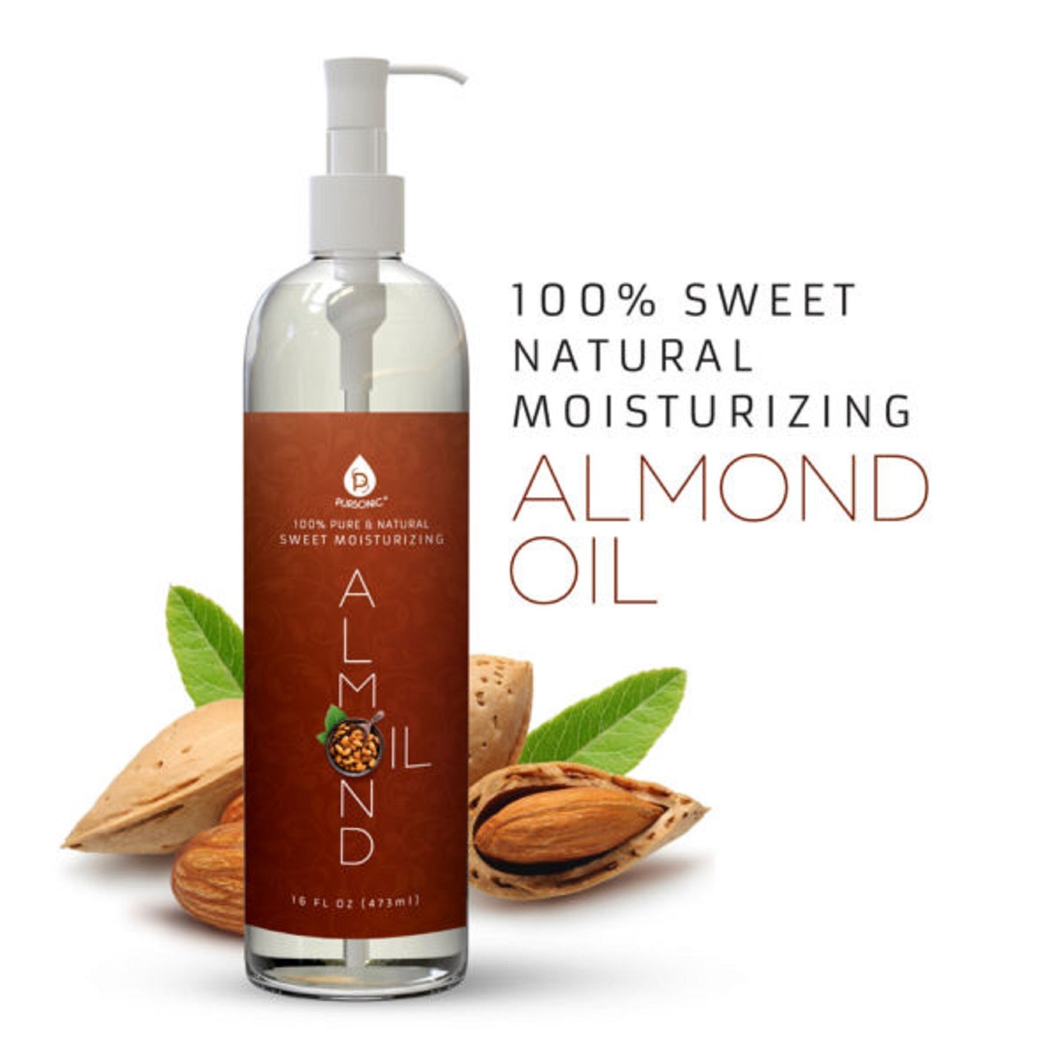 Pursonic Natural Beauty Trio: Fractionated Coconut, Sweet Almond & Castor Oil
