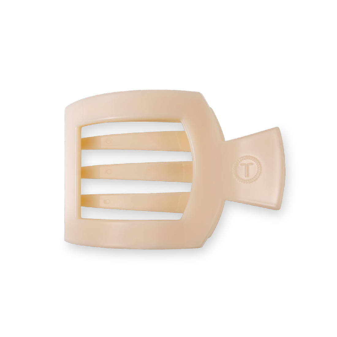 Almond Beige Medium Flat Square Hair Clip isolated