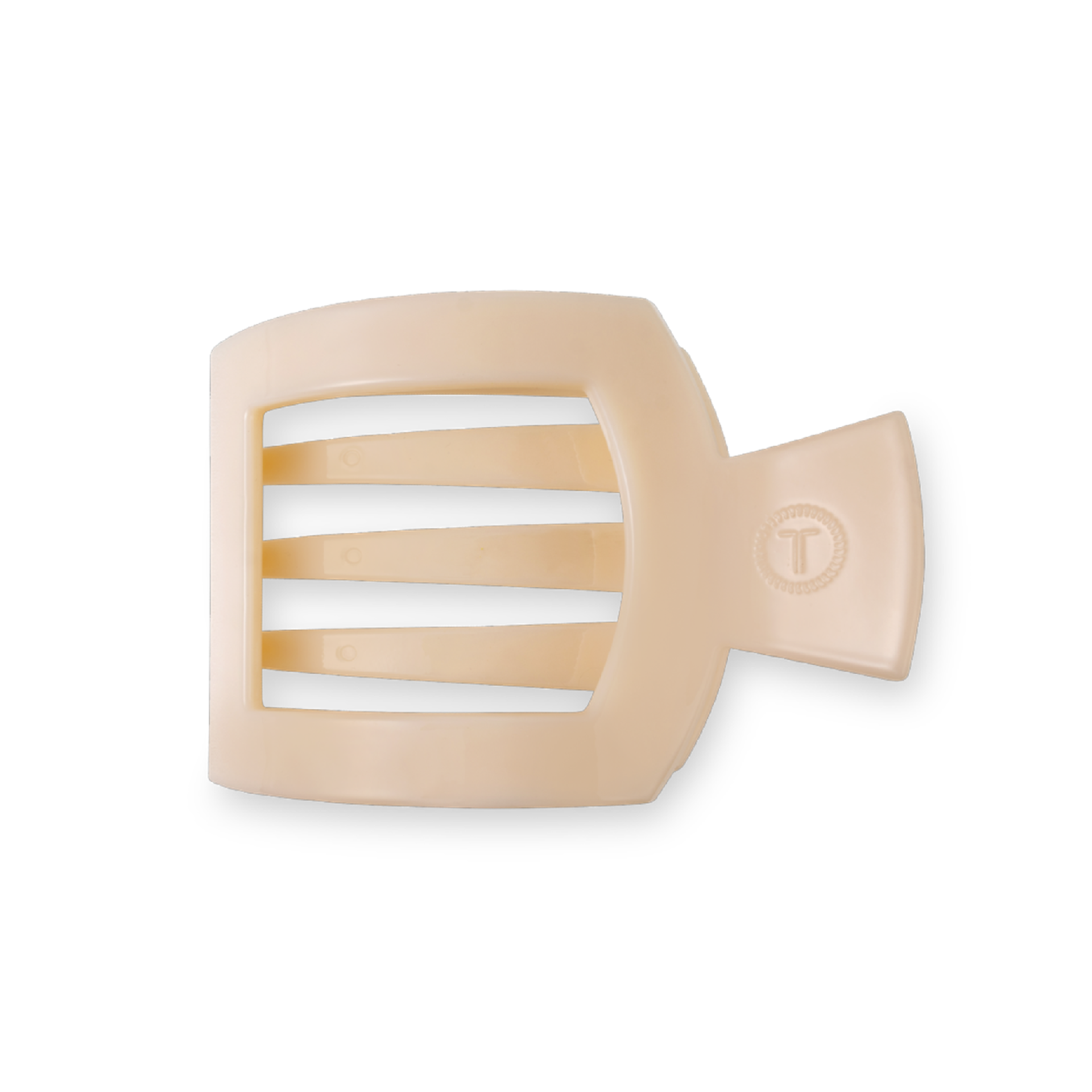 Almond Beige Medium Flat Square Hair Clip isolated