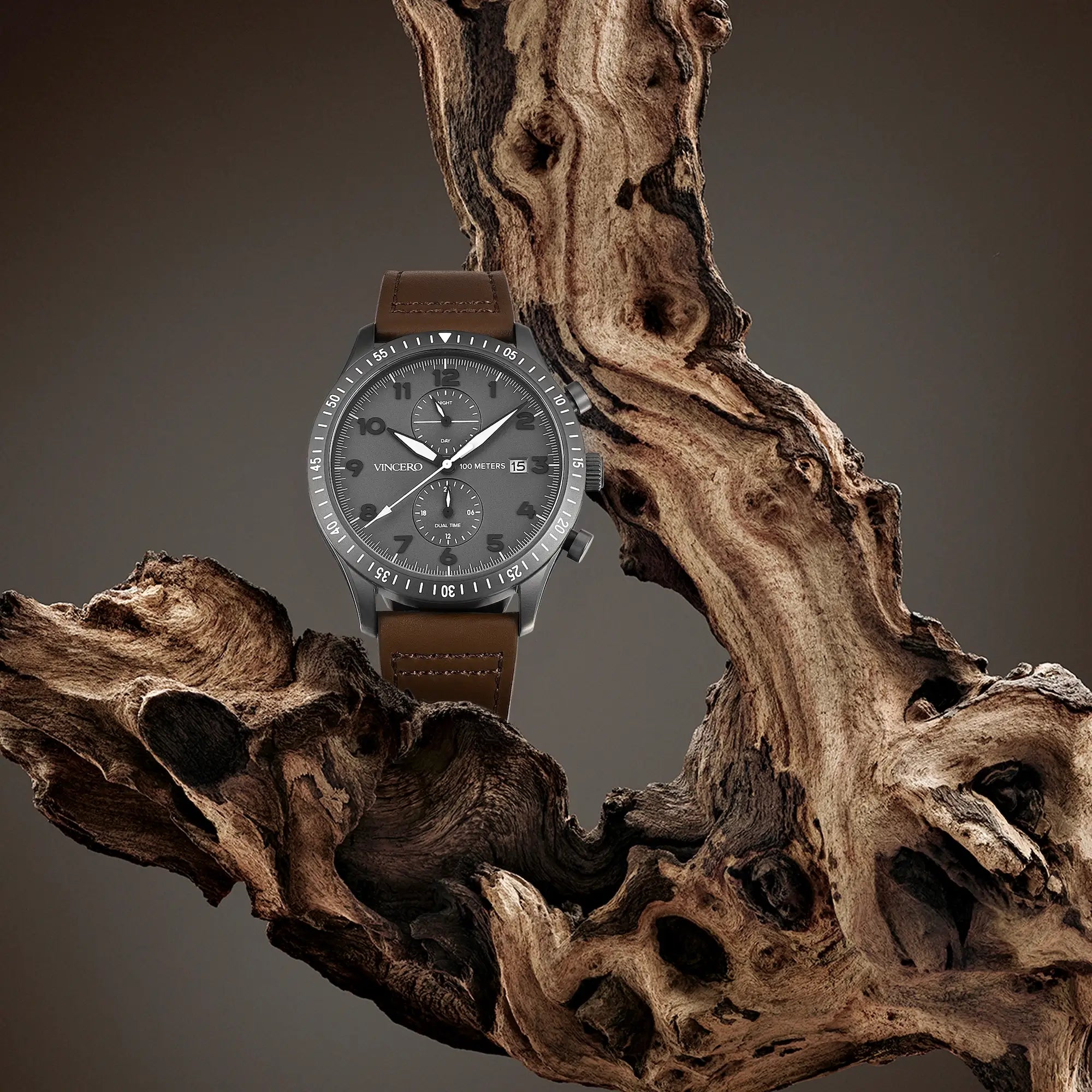 The Altitude Watch - Gunmetal Case with Walnut Details