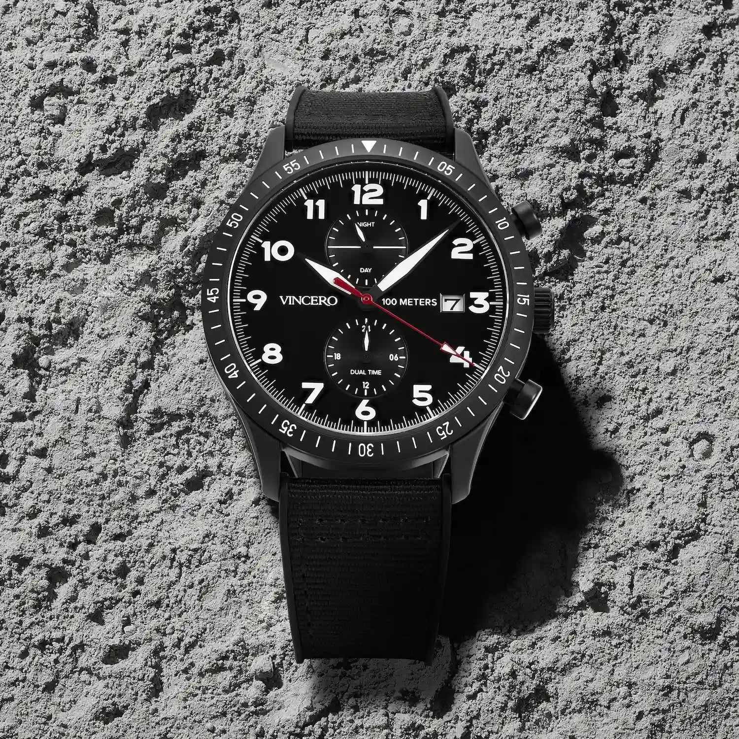Altitude Pilot Watch - Matte Black and Red Dual Time Zone Watch