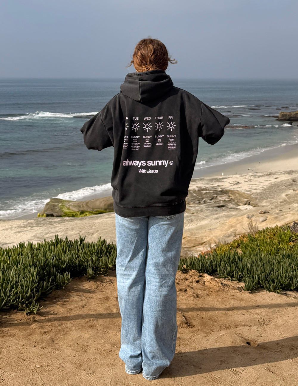 Always Sunny With Jesus Unisex Hoodie - Black Religious Graphic