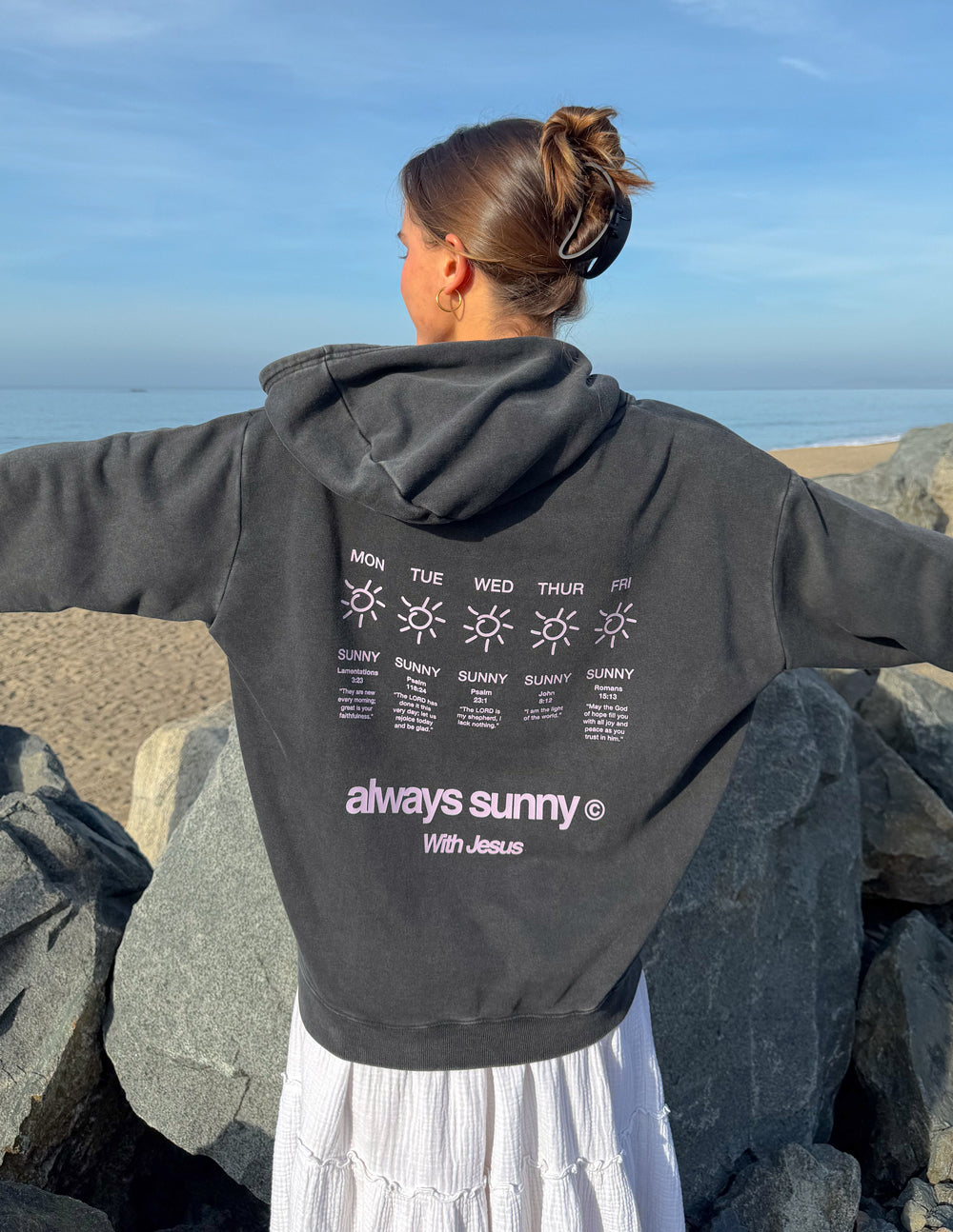 Always Sunny With Jesus Unisex Hoodie - Black Religious Graphic