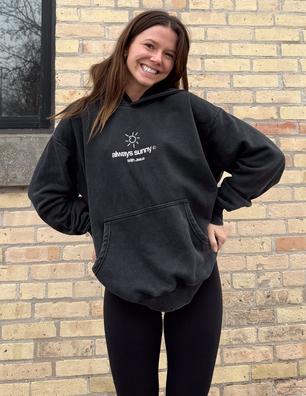 Always Sunny With Jesus Unisex Hoodie - Black Religious Graphic