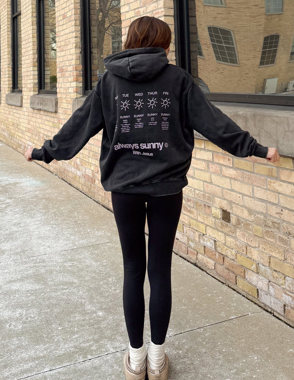 Always Sunny With Jesus Unisex Hoodie - Black Religious Graphic