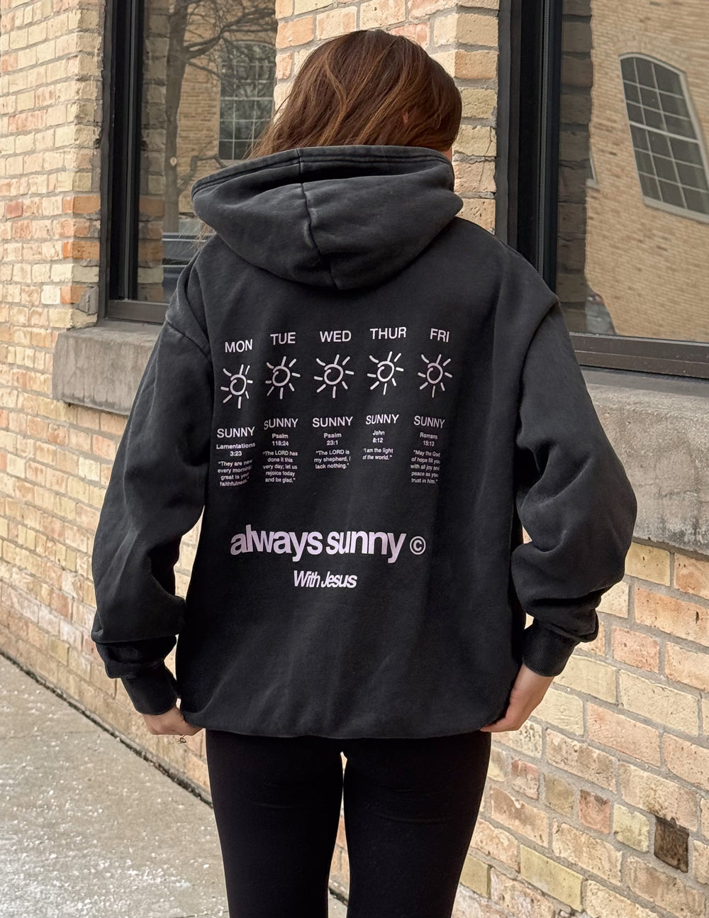 Always Sunny With Jesus Unisex Hoodie - Black Religious Graphic