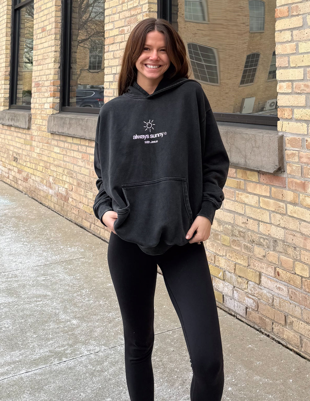 Always Sunny With Jesus Unisex Hoodie - Black Religious Graphic