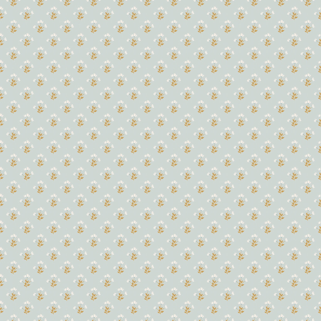 Alyce Vintage Floral Removable Wallpaper in Blue, White & Brown