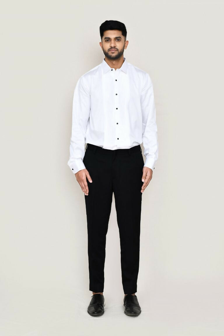 White Art Silk Kurta Set with Jacket and Straight Fit Pants