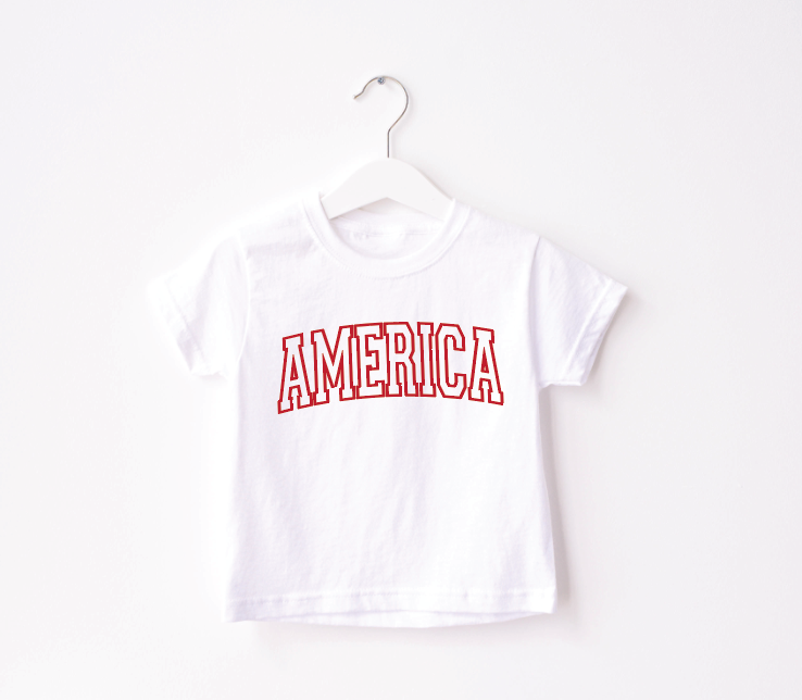 America Varsity Kids Graphic Tee - Sporty Cotton Crew Neck