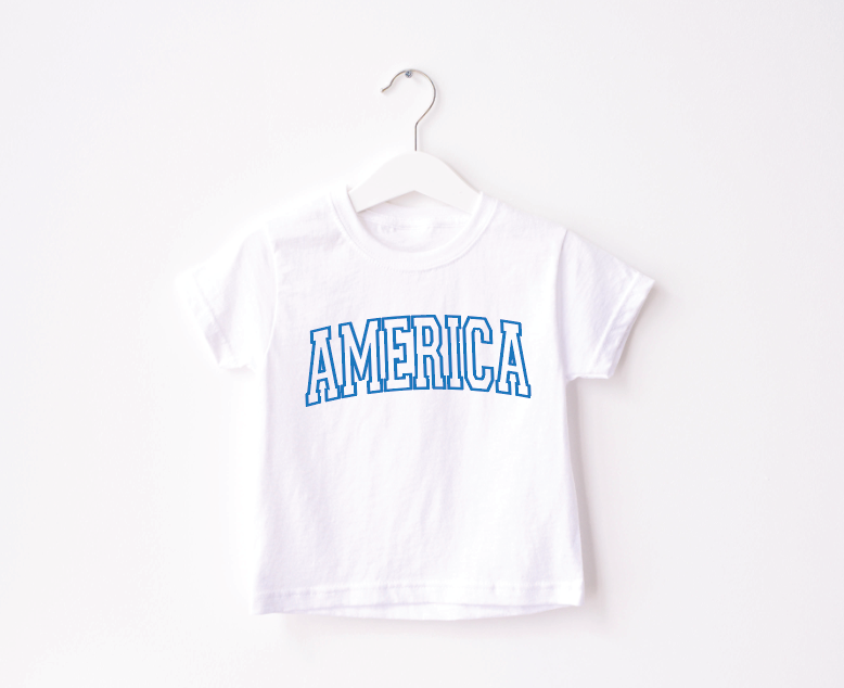 America Varsity Kids Graphic Tee - Sporty Cotton Crew Neck