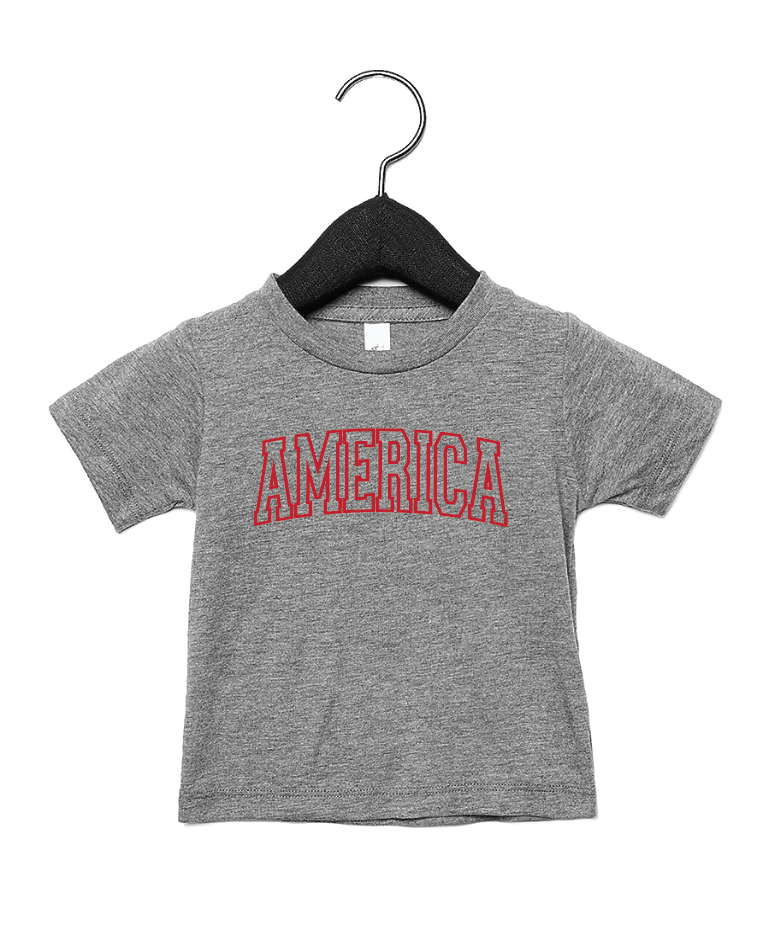 America Varsity Kids Graphic Tee - Sporty Cotton Crew Neck