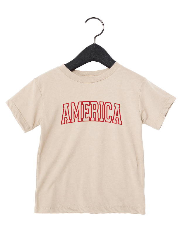 America Varsity Kids Graphic Tee - Sporty Cotton Crew Neck