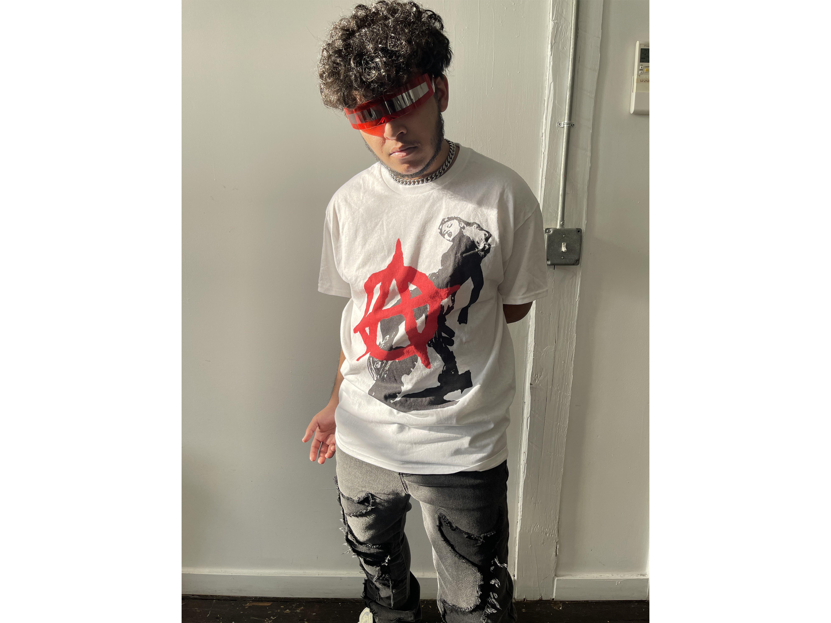 Anarchy Graphic Print Streetwear T-Shirt in White - Image 6