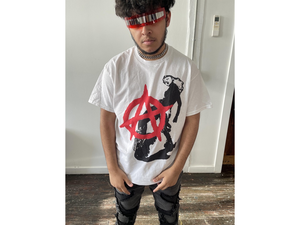 Anarchy Graphic Print Streetwear T-Shirt in White - Image 5