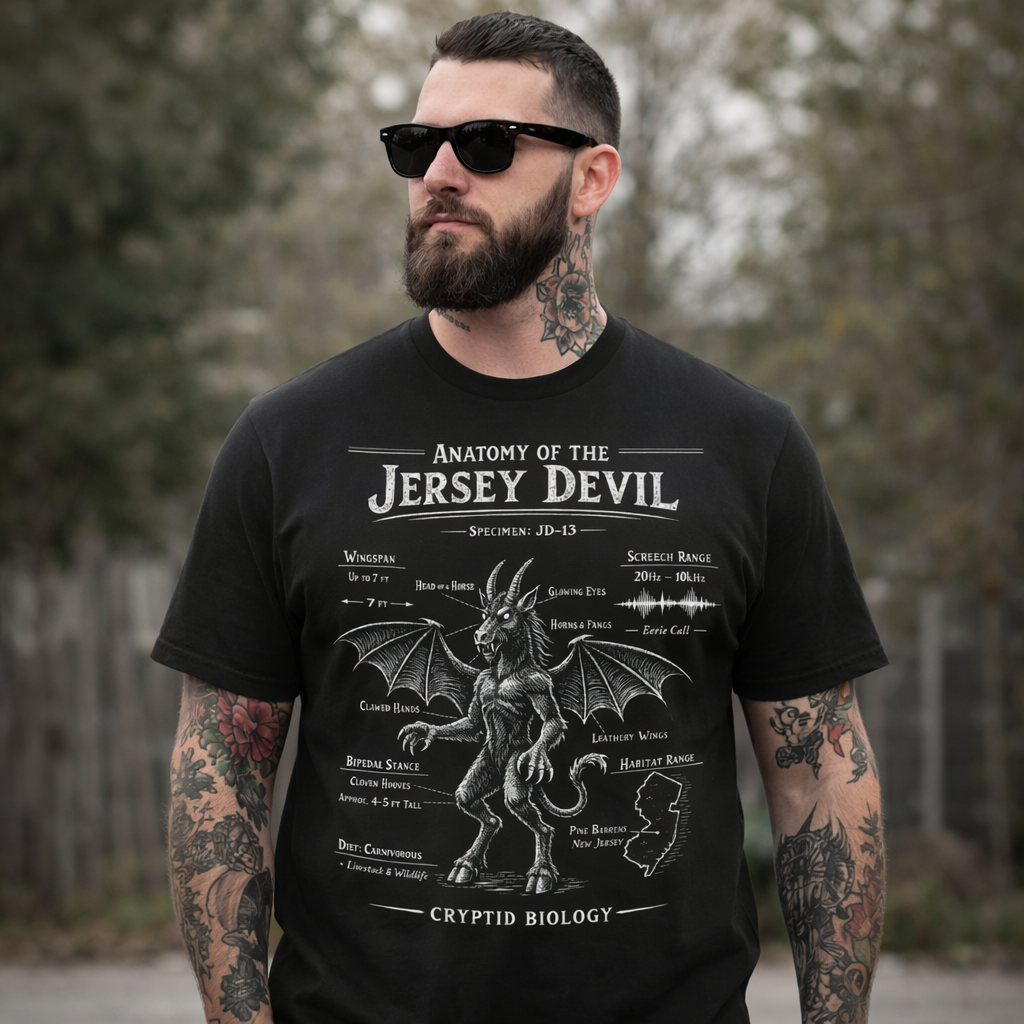 Anatomy of the Jersey Devil T-Shirt: Pine Barrens Legend Graphic Tee