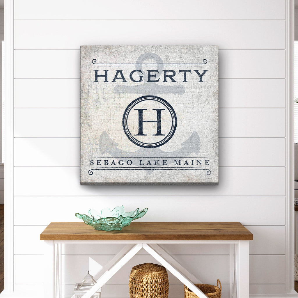 Personalized Family Name Anchor Monogram Coastal Wall Sign