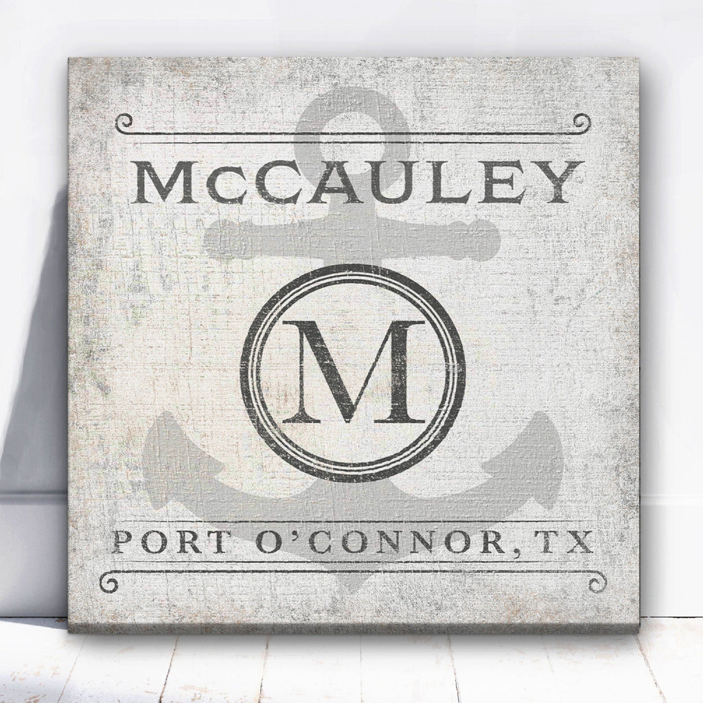 Personalized Family Name Anchor Monogram Coastal Wall Sign