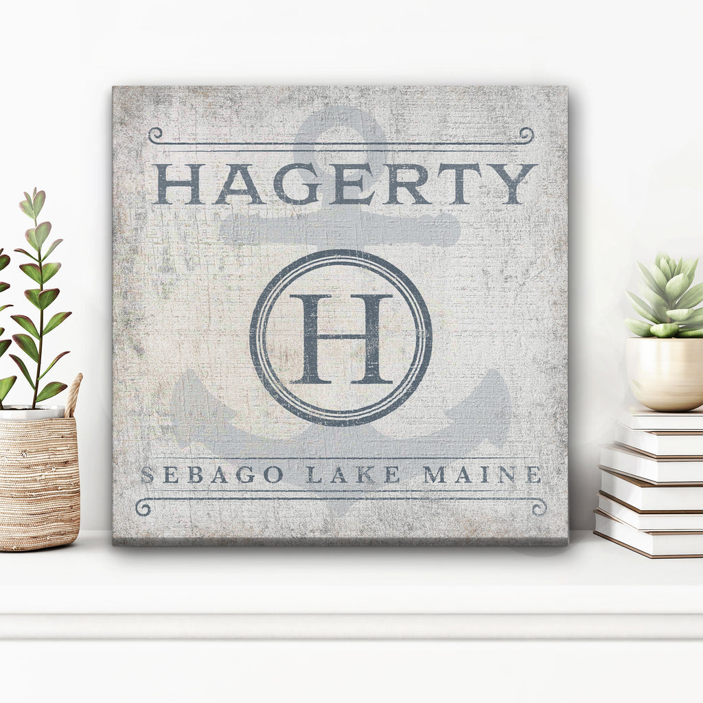 Personalized Family Name Anchor Monogram Coastal Wall Sign