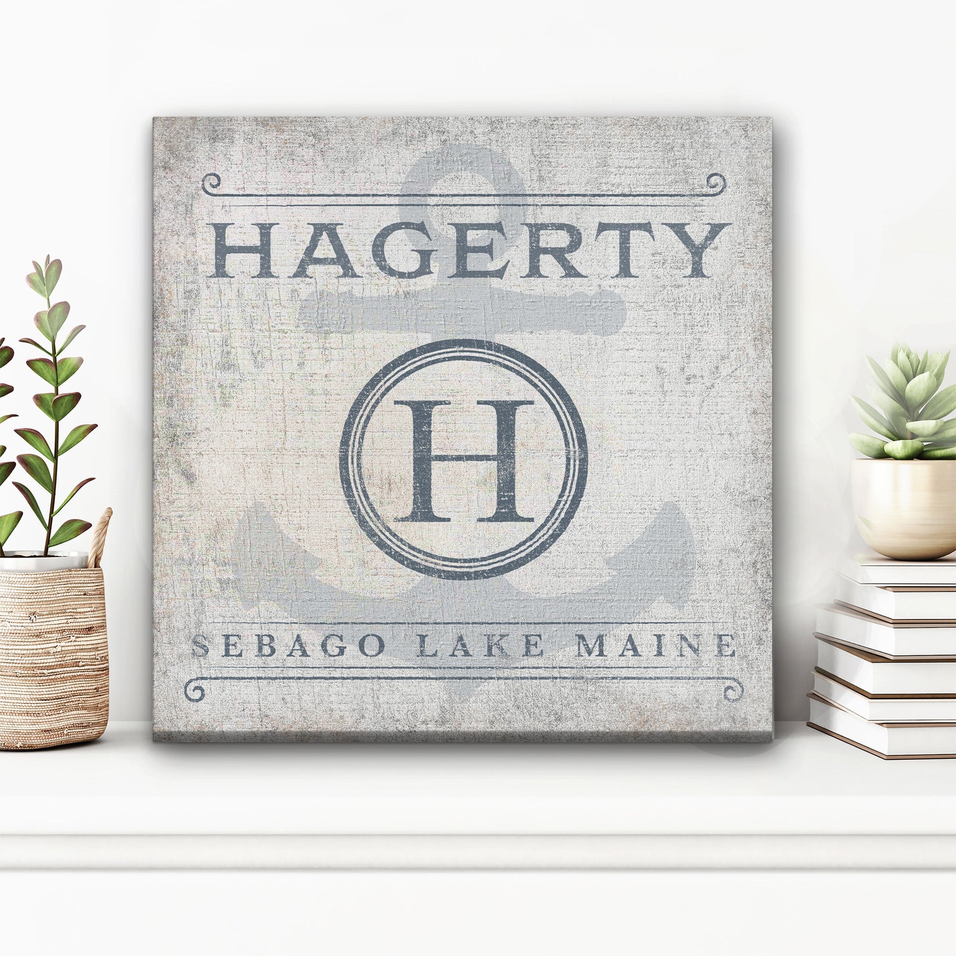 Personalized Family Name Anchor Monogram Coastal Wall Sign